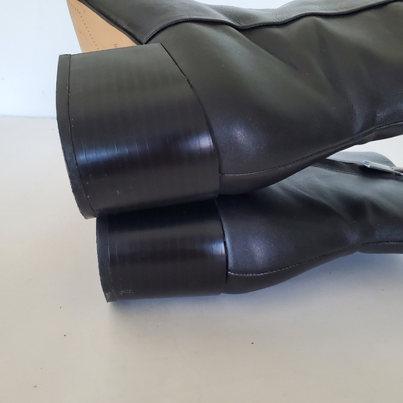 SAM EDELMAN Sz 8 Black Leather JOEY Block 2" Chunky Heel Ankle Bootie Side Zip - Picture 10 of 12